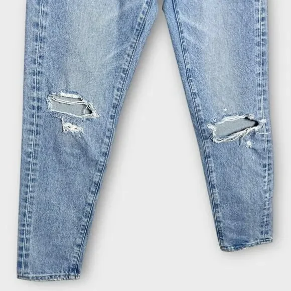 MOUSSY VINTAGE Lewton Rigid Denim button fly distressed tapered jeans size 25 - Picture 4 of 9